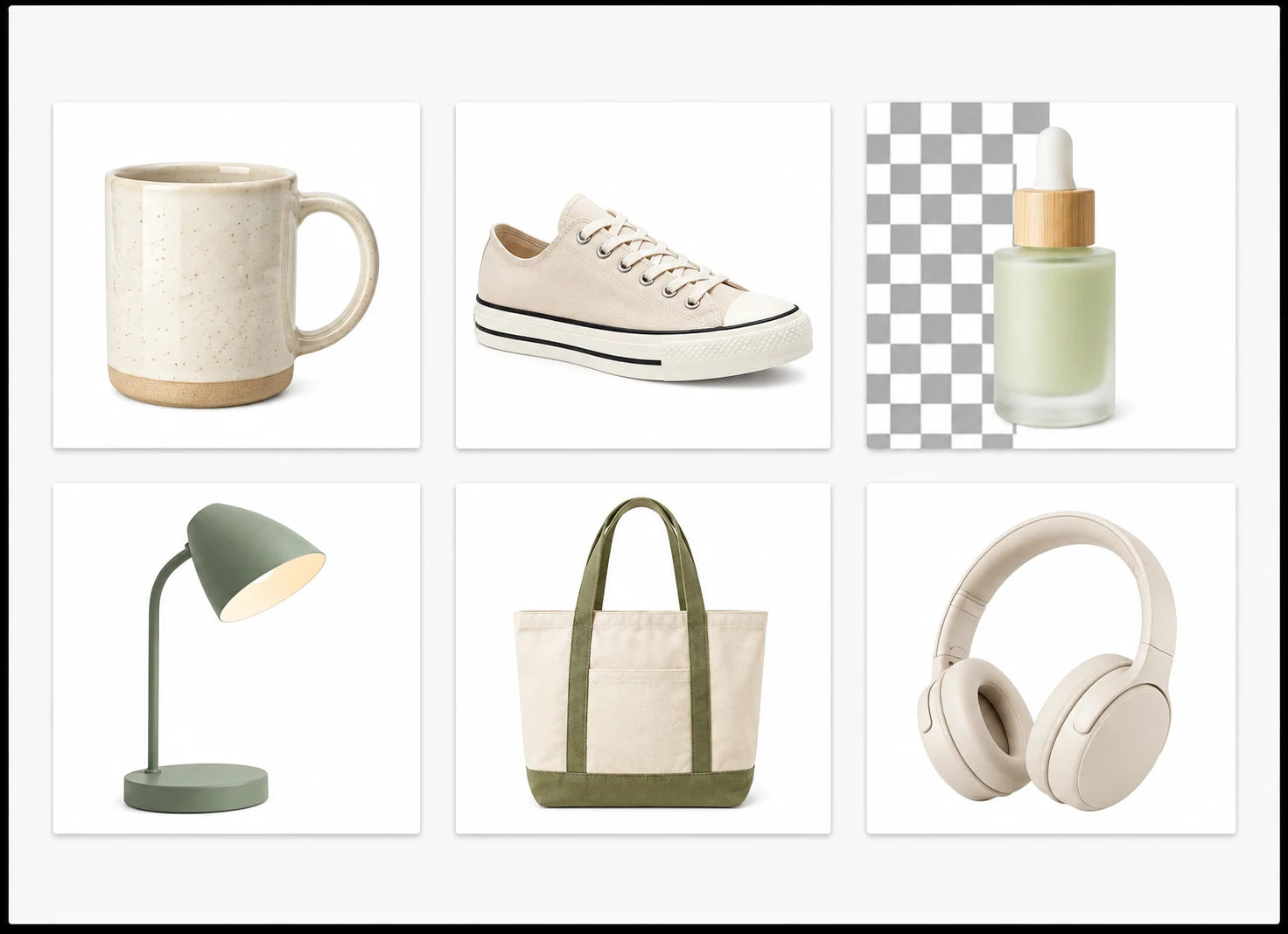 Product cutouts prepared with clean and transparent backgrounds